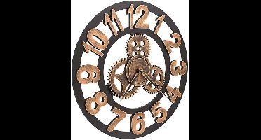 Wandklok – Grote Klok – Muurklok – Vintage Klok – Moderne Klok – 58 cm – Zwart Goud Metaal & MDF – Stil Mechanisch Uurwerk