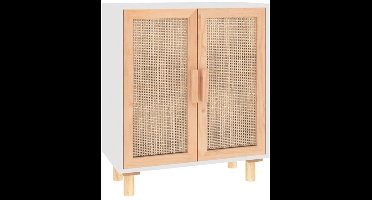 Dressoir – Opbergkast – Ladekast – Commode – Kast – Massief Grenenhout & Rotan – 2 Deuren Met Slot – 60x30x70 cm – Direct Gebruiksklaar