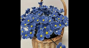 10 stuks keramische vergeet-me-nietjes - handgemaakte, kleurechte decoratie van aardewerk, geschikt voor binnen en buiten, perfect cadeau, woondecoratie, artistieke woonaccessoires