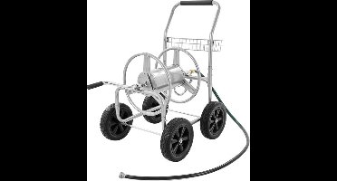 Slanghaspelwagen – Tuinslangwagen – Slangwagen – Tuinslanghaspel – Waterslangwagen – Maximaal 90 m capaciteit – Gepoedercoat staal met 4 wielen en opbergmand