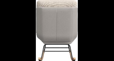 Schommelstoel – Relaxstoel – Woonkamerstoel – Zithoekstoel – Leunstoel – Hoge Rugleuning – Verstelbare Schommelstand – Crèmekleurig Linnen & Grijs Technisch Textiel