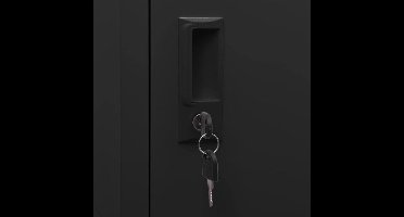 Stalen Locker – Metalen Kast – Opbergkast – Lockerkast – Stalen Kledingkast – Zwart – 38x45x180 cm – Inclusief Slot en Ventilatie