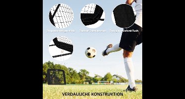 Voetbal Rebounder – Voetbaltrainer – Passtafel – Reboundwand – Voetbal Oefenpaneel – Zwart – Verstelbaar in 5 Standen – Stevig Ijzeren Frame 128x118 CM