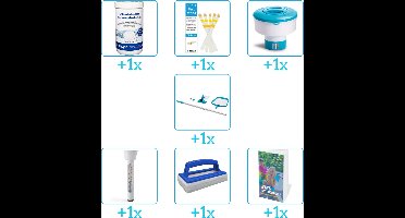 Zwembad Onderhoudspakket - Onderhoud Zwembad - bevat Chloor - Testrips - Chloordrijver - Schoonmaakset - Thermometer - Scrubborstel en Zwembadgids (7-delig)