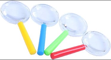 4 stuks Vergrootglas voor kinderen - Kleurrijk plastic vergrootglas, mini-handloep voor wetenschapslessen, buitenobservaties, leuk speelgoed, detectivefeestje.