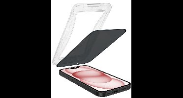 Screenprotector - Geschikt voor Apple iPhone 15 - Met Installatie Kit - Anti Spy - Beschermglas - Flexibel Glas - Tempered Glass - Screen Protector - Inclusief Montage Frame - Buigbaar Hybrid Bescherm Cover
