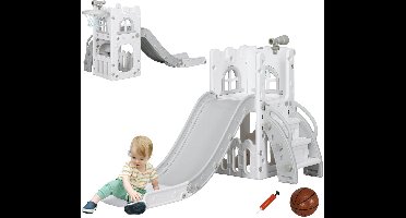 Rolu 5-in-1 Speelhuisje Voor Buiten – Speelhuisje Met Glijbaan - 1 Tot 3 Jaar - 177 × 70 × 92 CM – Kindvriendelijk Materiaal – Antislip Treden