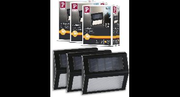Paulmann Set van 3 Solar LED Traplamp Dayton - Antraciet - IP44 - Warmwit Licht (3000K) - 3x2 lm - Traplamp Zonne-energie