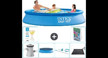 Intex Rond Opblaasbaar Easy Set Zwembad - 305 x 61 cm - Blauw - Inclusief Pomp Afdekzeil - Schoonmaakset - Solar Mat - 7-delig