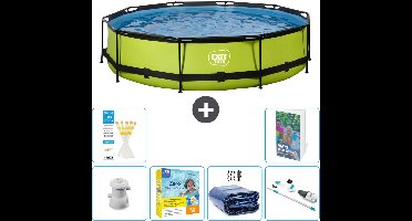 EXIT Rond Lime Frame Zwembad - 360 x 76 cm - Inclusief Pomp Onderhoudspakket - Solarzeil - Stofzuiger - 7-delig