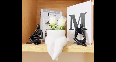 Zwart Abstract Beeldje Van Een Lezer | Modern Minimalistisch Kunstwerk Van Hars, Decoratief Beeldje Voor in Huis, Geschikt Voor De Woonkamer/studeerkamer/boekenplank/bureau, Kunstcadeau Met Filosofische Uitstraling (De Denker En De Lezer)