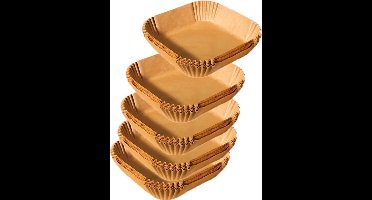 Bakpapier Geschikt voor airfryers, 100 vellen per verpakking, waterdicht, oliebestendig, antiaanbaklaag, vierkant wegwerpbakpapier, voorvoor airfryers, ovens en grillroosters.