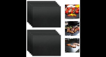 10 Stuks Grillmatten - Antiaanbak - Herbruikbaar - 33x40cm - Hittebestendig - Antiaanbak - Voor Gasgrill En Houtskool, Bbq-Mat - Bakmat - Zwart