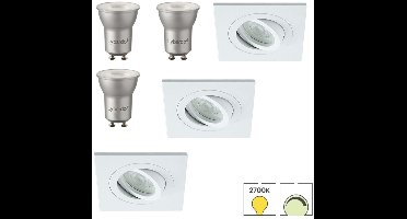 Lybardo - Inbouwspots extra klein 3-pack - Kantelbaar + LED Spot 3.5W - Dimbaar - Warmwit Licht