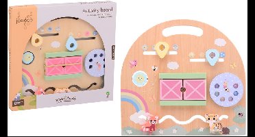 Joueco - activiteiten bord - houten activity centre baby - met schuif dieren
