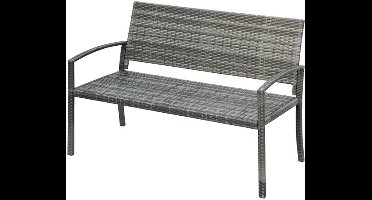 Tuinbank - Wicker Tuinbankje - Loungebank - Balkonset - Weerbestendige PU Rotan Bank met Stalen Frame, Lichtgewicht en Geschikt voor Jaarlijks Buitengebruik - Dubbelzijdige - Grijs