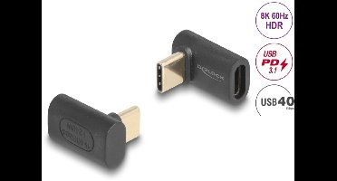 Delock Adapter USB 40 Gbps USB Type-C™ PD 3.1 240 W Stecker zu Buchse gewinkelt 8K 60 Hz