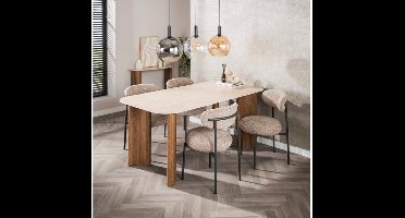 Eettafel Romano Curvo 180 - Keramiek travertine