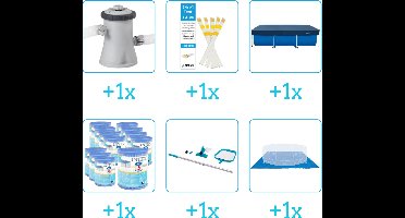 Zwembad Accessoirepakket voor Intex Rectangular Frame Zwembad - 260x160x65 cm - Rechthoekig - Intex - 28271NP - 6-delig