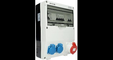 EMAT kunststof wandverdeler 3-fase IP44 met 1x CEE 5P 16A en 2x schuko 16A (85016025)