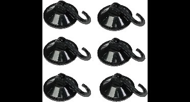 Benson Zuignaphaakjes - 6x - zwart - kunststof - draagkracht 2 kg - ophanghaakjes