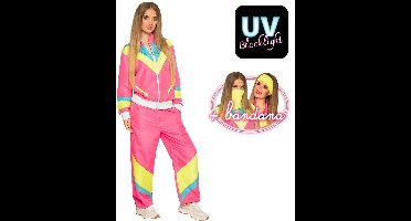 Boland - Trainingspak Retro babe neonroze (XL) - Volwassenen - - 80's & 90's - Disco