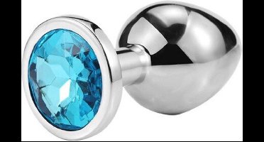 NewAgeDevi Crystal - Set van 2 - Butt bling - Anal - Buttplug - Licht Blauw - Zilver | 28 mm