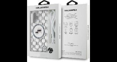 Karl Lagerfeld iPhone 16 Backcover hoesje Magsafe IML KC heads - cord - Transparant