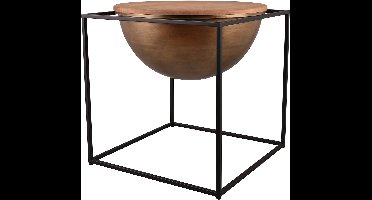 Bijzettafel - Torna Celin - Vierkant - 53x55x53cm - Zwart/Bruin - Metaal/Hout