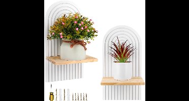 Boraboi ® Stijlvol Bohemian Wandplankensysteem voor Elke Kamer met Houten Planken en Moderne Witte Afwerking