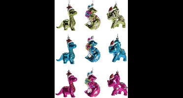 Dinosaurus kerstboom decoratie set - 27 stuks - metallic hangers.