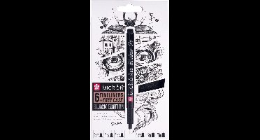Fineliner sakura pigma micron black 6 stuks