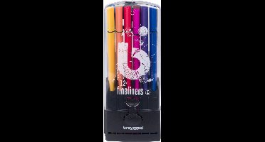 Fineliner Bruynzeel Teens etui à 12 kleuren | 4 stuks