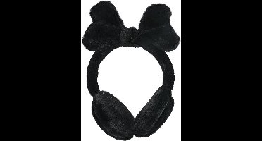 *** Oorwarmers met Strik - Hippe oorwarmers - Zwart - One size - Unisex - Fluffy oorwarmers - Cadeau - van Heble® ***