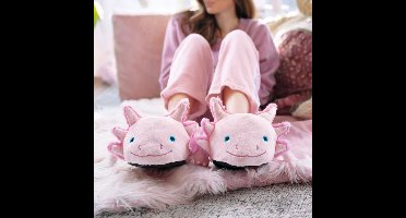 MikaMax Axolotl Pantoffels - Zachte Pluche Dierenpantoffels - Realistisch en Schattig Design - Maat 36/41 - Voor Tieners & Volwassenen