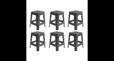 Plasticforte Zit krukjes voor binnen en buiten - 6x - zwart - kunststof - 36 x 36 x 45 cm - extra zitplaatsen