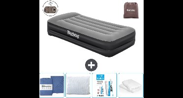 Bestway luchtbed - 1-Persoons - 97 x 191 x 46 cm - Grijs - Inclusief pomp - Hoeslaken - Kussen - Kussenbeschermer en Reparatieset