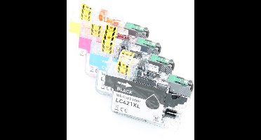 ABC huismerk set 4x inkt cartridge geschikt voor Brother LC421XL LC421XLVAL geschikt voor DCP-J1050DW DCP-J1140DW MFC-J1010DW