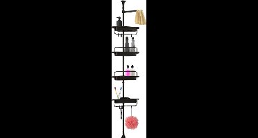 Zylo® Telescopisch Doucherek - Telescopisch Badkamerrek - Badkamerrekje Hoek Telescopische - Zwart - 80cm x 27cm x 8 cm