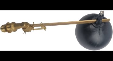 Vlotterkraan messing 1/2" buitendraad 5bar met 120 mm kunststof bal gemonteerd