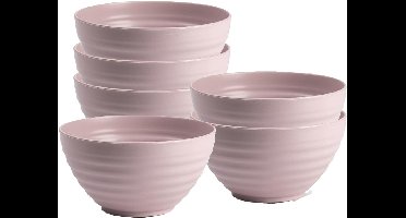 Plasticforte Soepkommen - 6x - D15 x H8 cm - oud roze - kunststof - onbreekbaar - servies