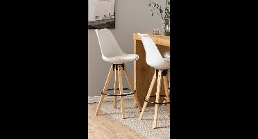 Giga Living Barkruk Ljusvik - Wit PU Leer - Zithoogte 75cm - Set van 2