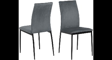 Giga Living Eetkamerstoel Grondal - Donkergrijs - Zithoogte 48,5cm - Set van 4