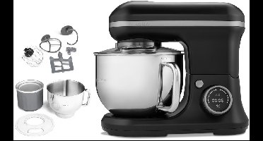 MEDION keukenmachine (1.200 watt, 8 standen, mengen kneden roeren, digitaal display, 5 liter roestvrijstalen kom, ijskom voor het bereiden van ijs, MD18420) zwart
