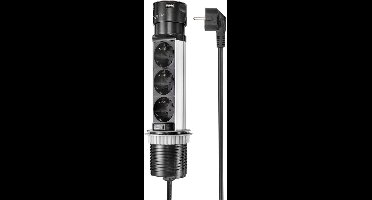 Sygonix SY-4997104 Stekkerdoostoren Zwart, RVS Randaarde stekker 1 stuk(s)