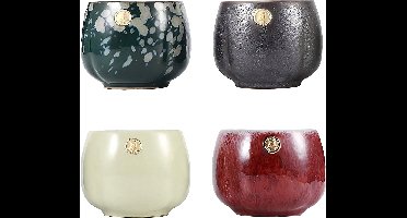 Somstyle Chinese Theekopjes Set - 4 Stuks - Keramische Mokken - 6.0 x 7.7 CM - Koffiekopjes Zonder Oor - Multicolor
