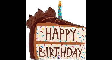 Folieballon - Happy Birthday Stukje Taart - 71 cm - Helium- en Luchtvulling