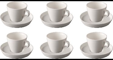 Palmer - Da Vinci - Koffie kop en schotel - 6 stuks - 20 cl - Wit - Porselein - Koffiekopjes