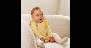 Little Dutch Jurk - Maat 56 - Jurk lange mouw Meisjes - Warm Yellow Check, Geel - Little Farm