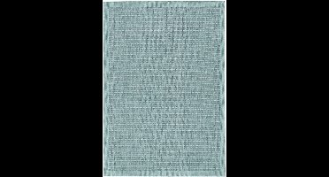 Giza Vloerkleed – Blauw met Kader – Laagpolig & Modern – Voor Binnen & Buiten – 80x250 cm